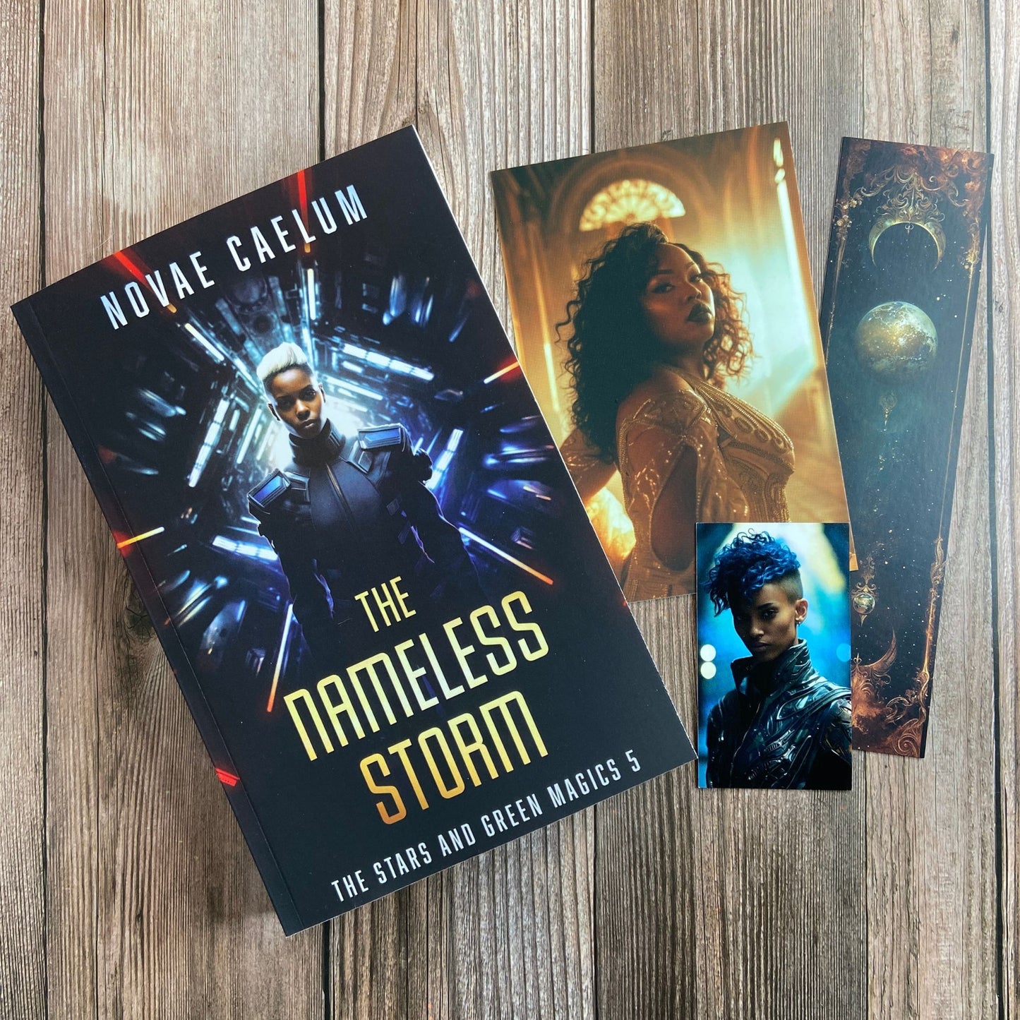 The Nameless Storm: The Stars and Green Magics Book 5 (Old Cover paperback) and Swag Pack