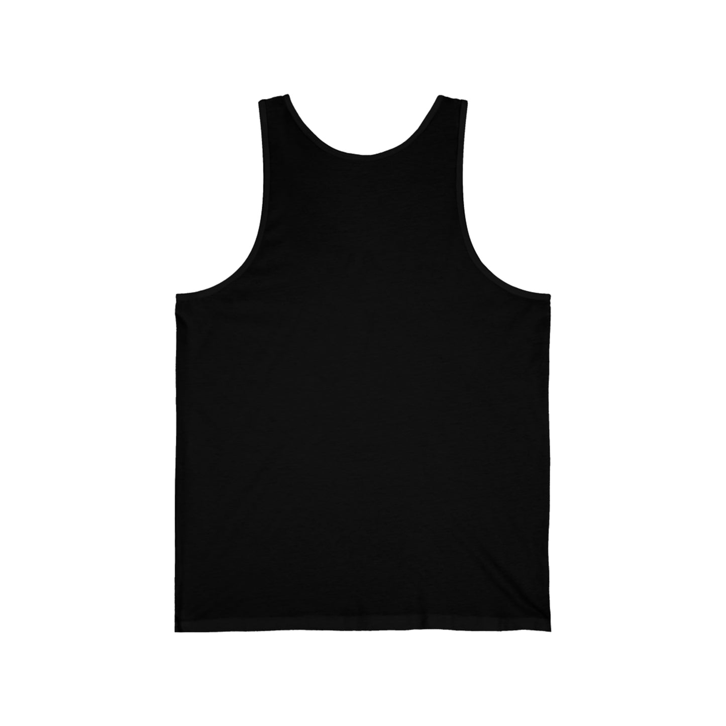 The back of a black tank top; the front (not pictured) displays a pink and purple circle with a large V superimposed over it. The image is titled "The Rings of Vietor Band Logo".