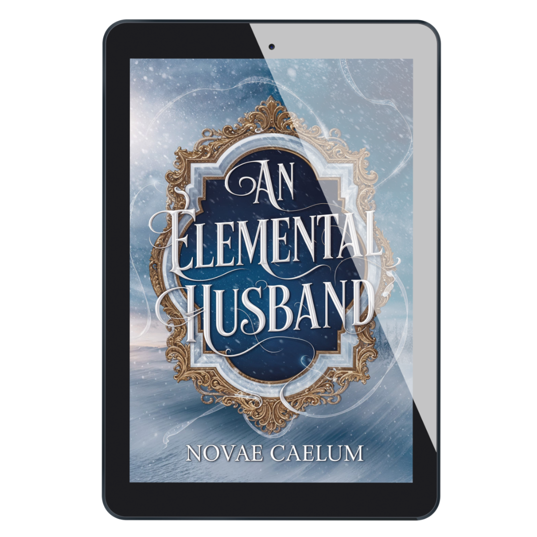 E-reader displaying the book cover of 'An Elemental Husband' by Novae Caelum on a white background.