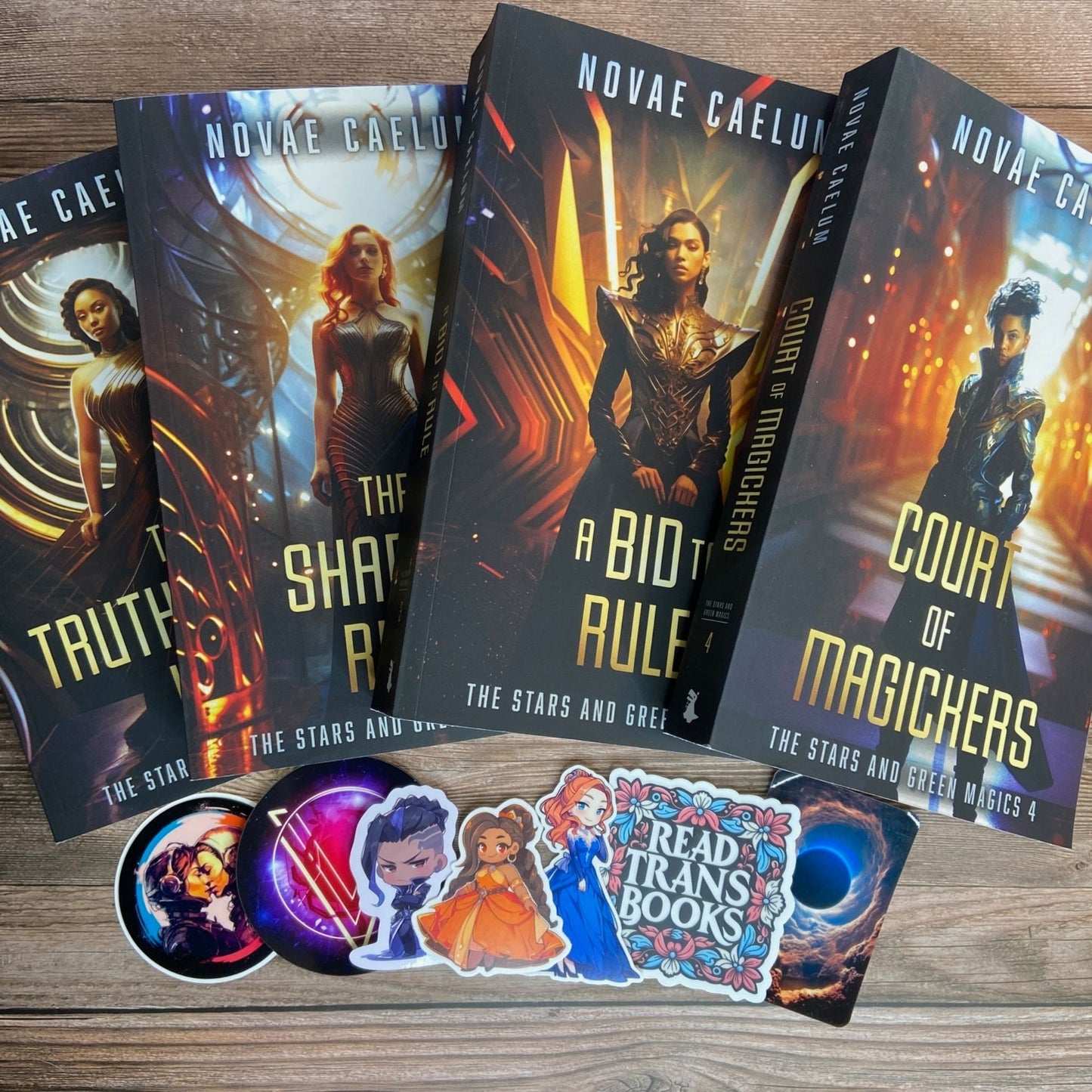 SIGNED Paperback Bundle: The Stars and Green Magics (Books 1-4) and stickers
