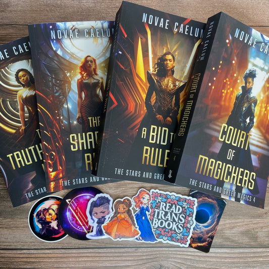 SIGNED Paperback Bundle: The Stars and Green Magics (Books 1-4) and stickers