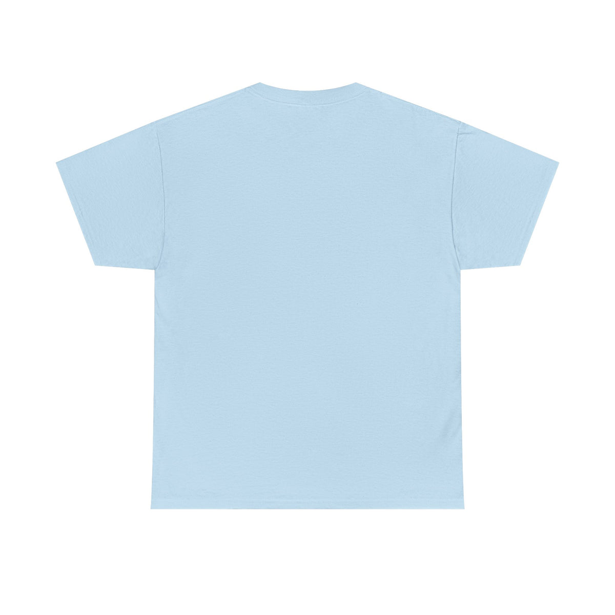 Light blue unisex t-shirt, back view, plain with no print.