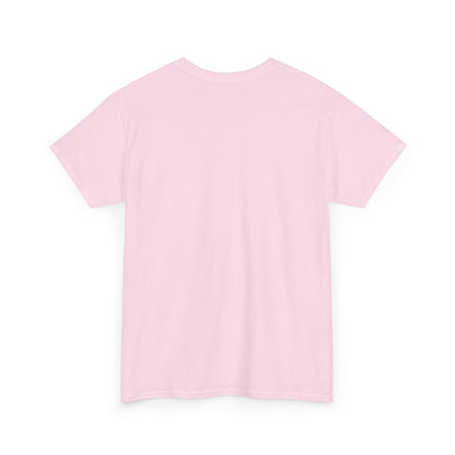 Pink unisex t-shirt, back view, plain with no print, shown flat.