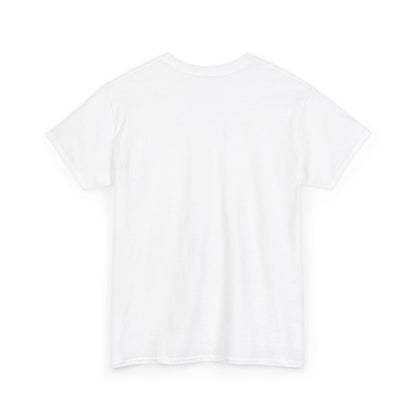 White unisex t-shirt, back view, plain with no print, shown flat.