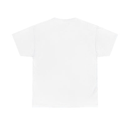 White unisex t-shirt, back view, plain with no print.
