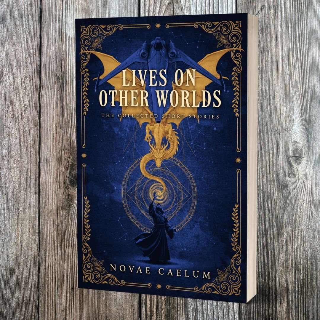 Lives on Other Worlds: The Collected Short Stories — signed paperback, wood background