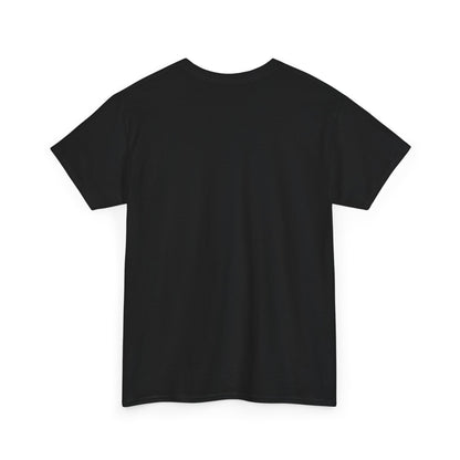 Black unisex t-shirt, back view, plain with no print, shown flat.