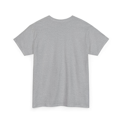 Heather grey unisex t-shirt, back view, plain with no print, shown flat.