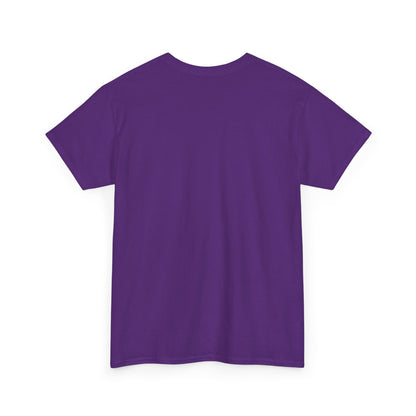 Purple unisex t-shirt, back view, plain with no print, shown flat.