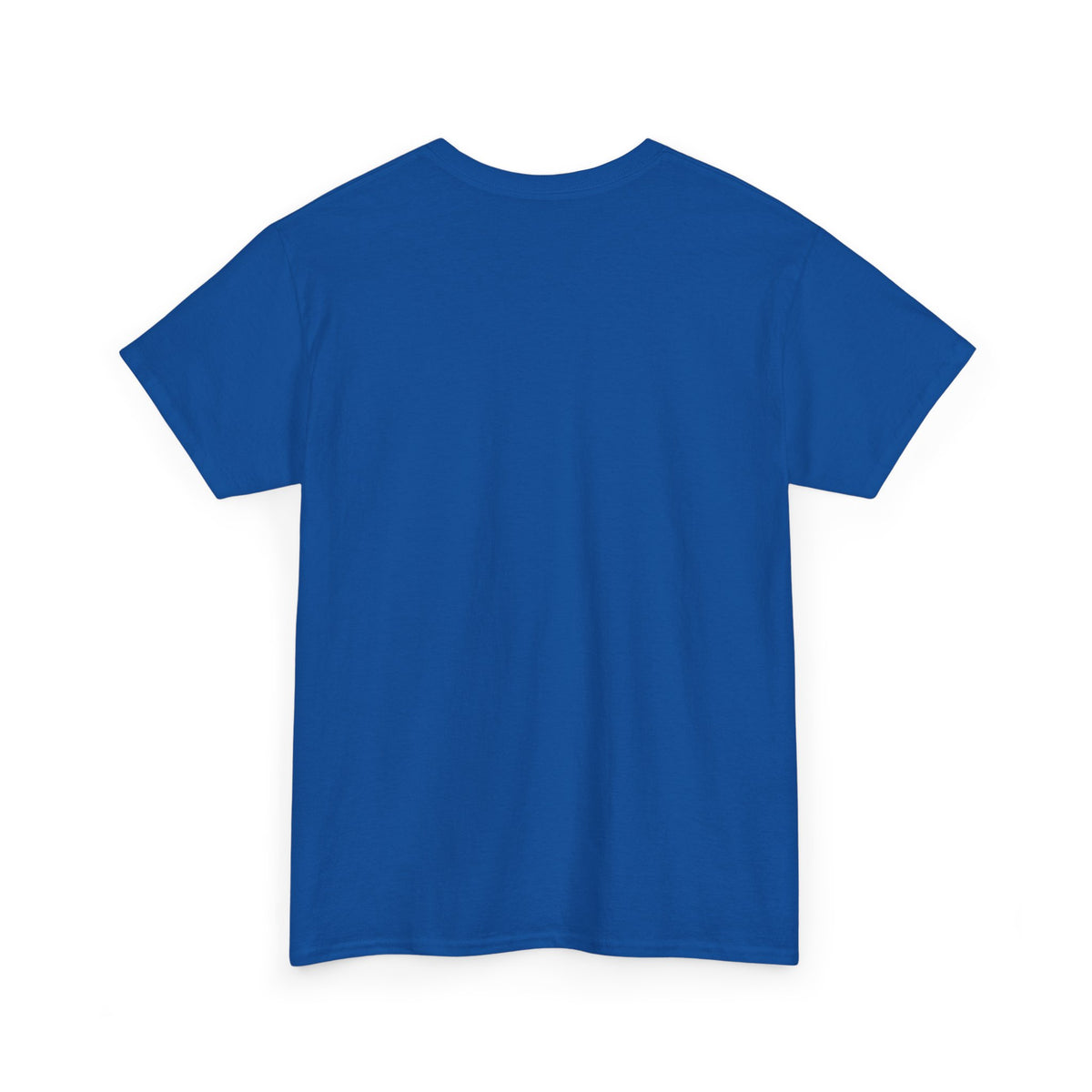 Royal blue unisex t-shirt, back view, plain with no print, shown flat.
