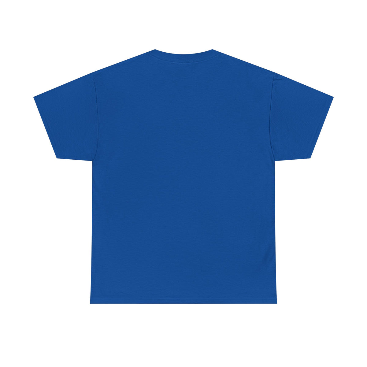 Royal blue unisex t-shirt, back view, plain with no print.