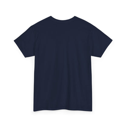Navy unisex t-shirt, back view, plain with no print, shown flat.