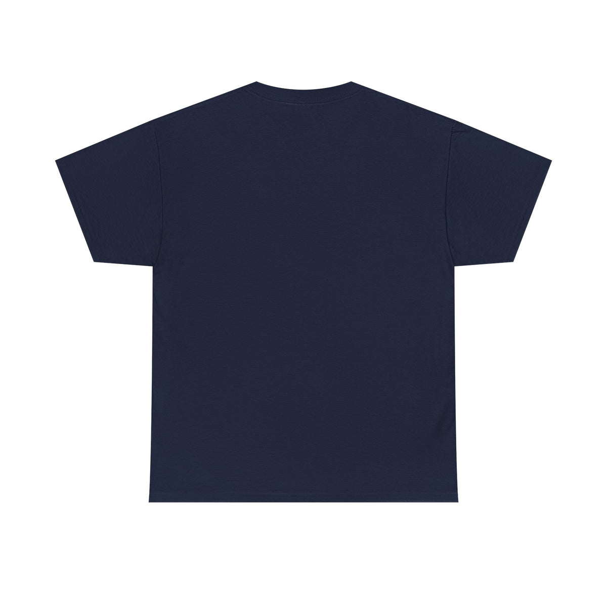 Navy unisex t-shirt, back view, plain with no print.