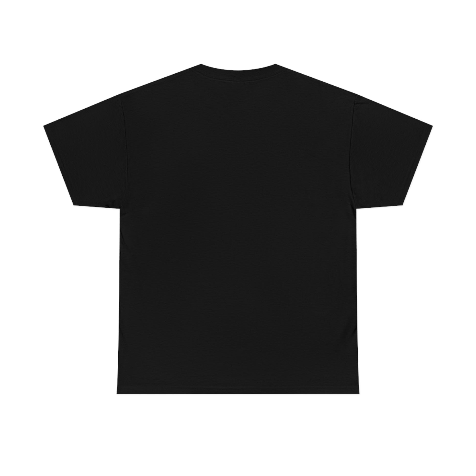 The back of a black t-shirt; the front (not pictured) displays a pink and purple circle with a large V superimposed over it. The image is titled "The Rings of Vietor Band Logo".